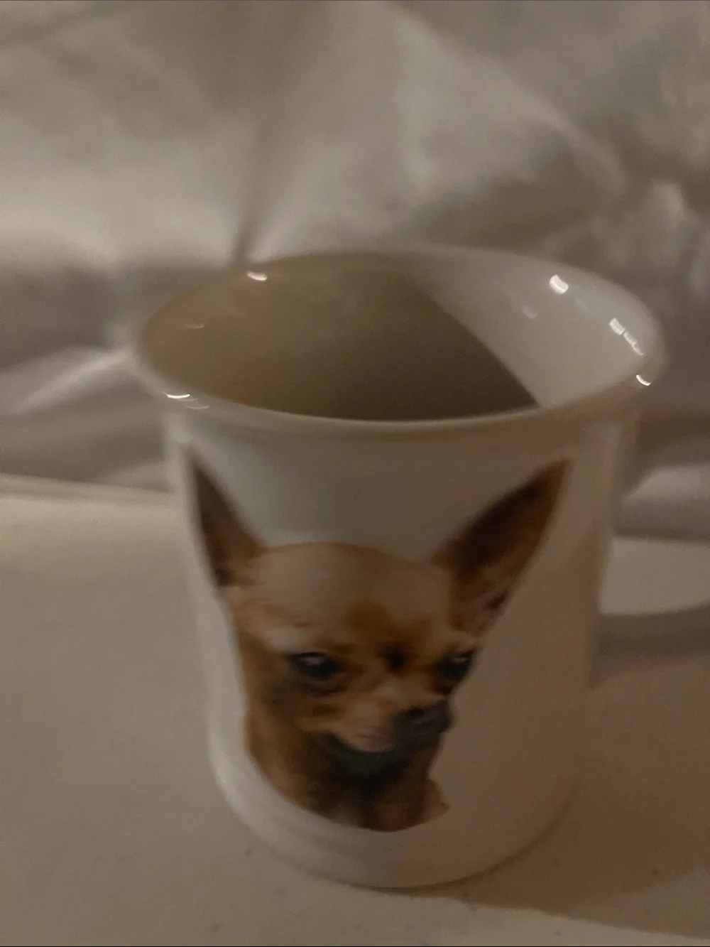 White Dog Mug with Chihuahua Print - Pet Lovers Ceramic Cup